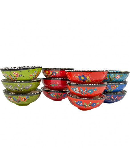  5"  Relief design hand-painted Bowls