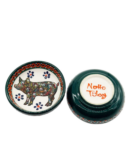  3" Set of 2 Green Pig Bowl 