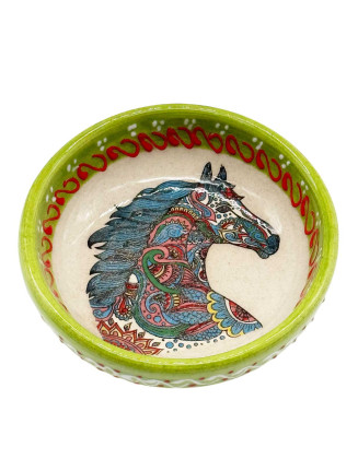 3" Green Flat Horse Bowl 