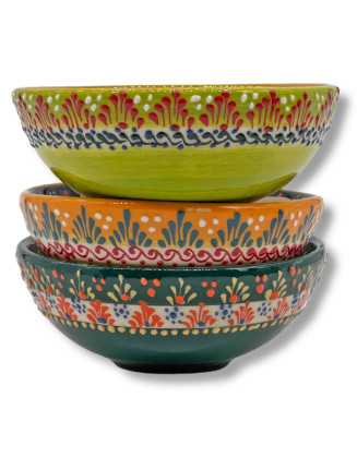 3-Piece Set Hand Painted Multi Color 5" Bowls