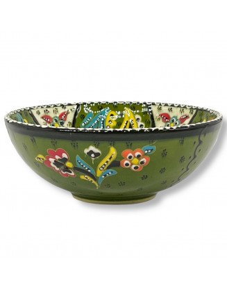 6" Flower Green Bowl *HandPainted*