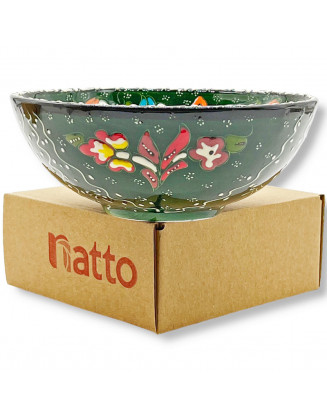 6" Green Flower Bowl *HandPainted*