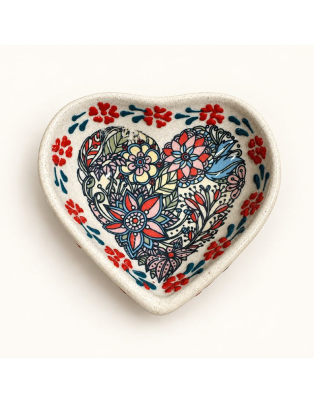 3" Heart Garden Design — Hand-Painted Ceramic Bowl