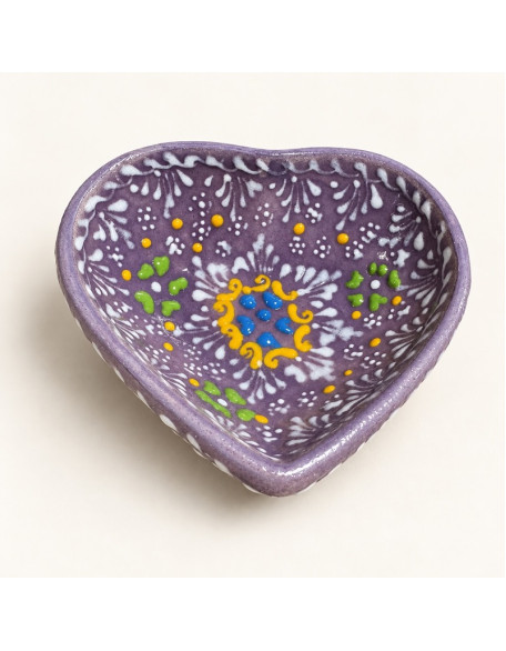 3" Heart Lace Design — Hand-Painted Ceramic Bowl