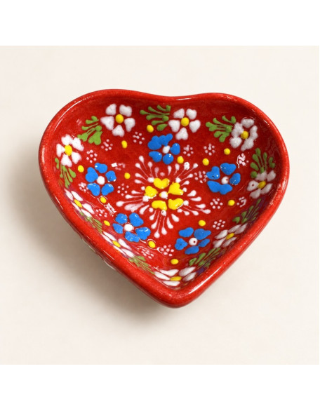 3" Heart Lace Design — Hand-Painted Ceramic Bowl