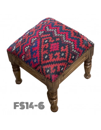  Flat-weave Hand knotted Kilim Footstool