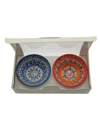   Set Of 2 Handpainted Lace Ceramics