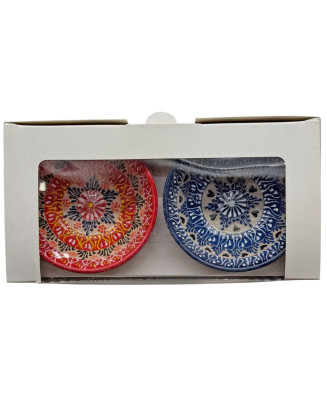   Set Of 2 Handpainted Lace Ceramics