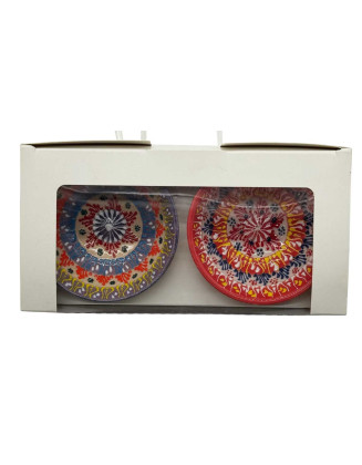   Set Of 2 Handpainted Lace Ceramics