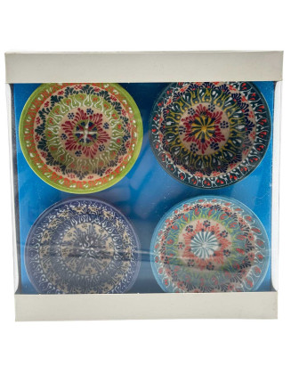   Set Of 4 Handpainted Lace Ceramics