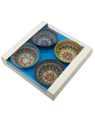   Set Of 4 Handpainted Lace Ceramics