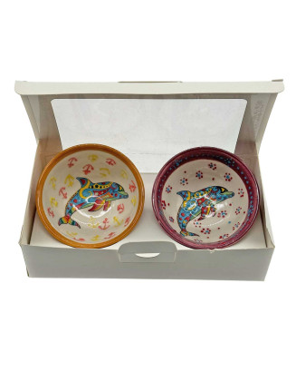   Set Of 2 Handpainted Dolphin Ceramics