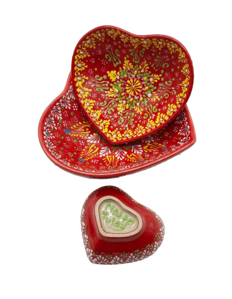Set of 3 Heart Bowls with Gift Box.