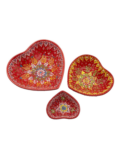 Set of 3 Heart Bowls with Gift Box.