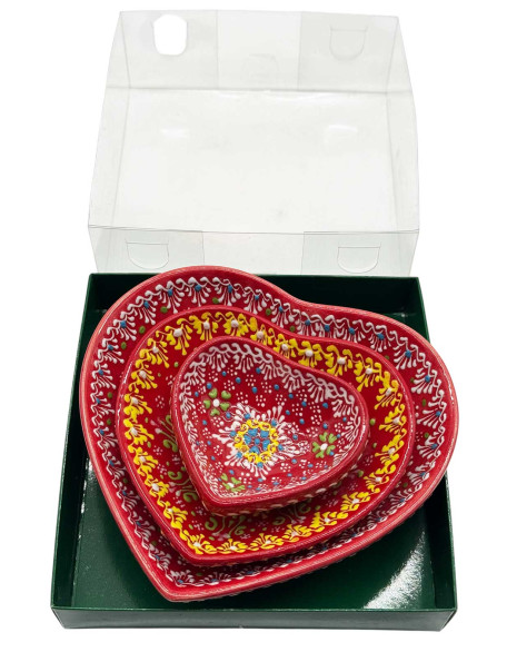 Set of 3 Heart Bowls with Gift Box.