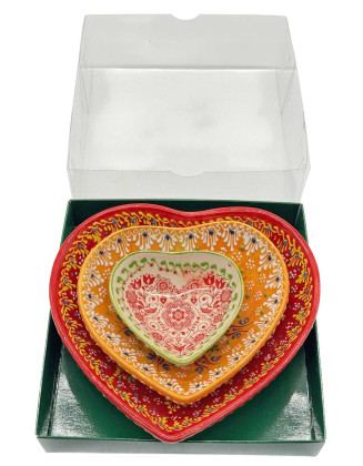 Set of 3 Heart Bowls with Gift Box.