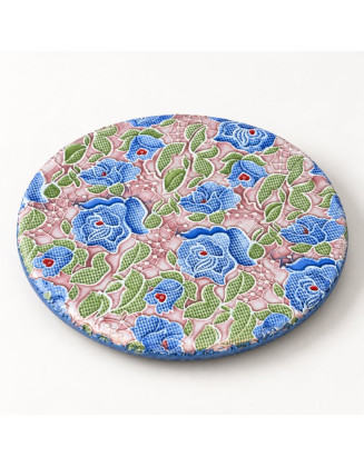 Hot Dish / Cheese Plate — 7" Blue Floral Ceramic