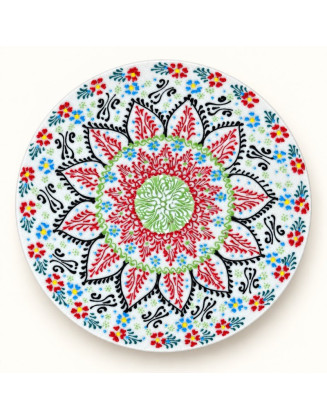 Hot Dish / Cheese Plate — 8" Hand-Painted Ceramic