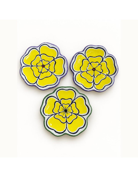 Meze Bowls — Set of 3 — Yellow Flowers