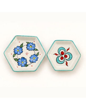 Meze Bowls — Set of 2 — Turquoise Hexagons
