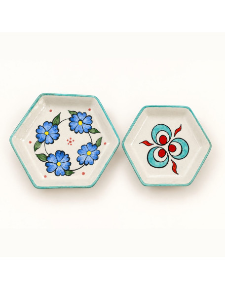 Meze Bowls — Set of 2 — Turquoise Hexagons