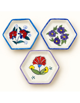 Meze Bowls — Set of 3 — Hexagon Garden II