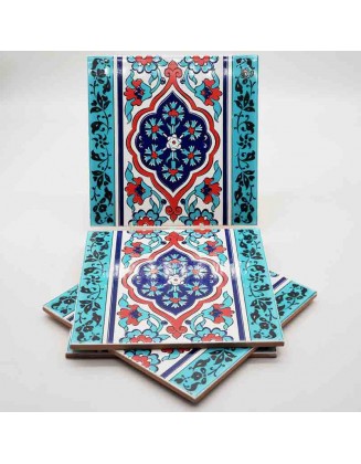 Iznik Ceramic Tiles- Set Of 4 – Medallion & Border