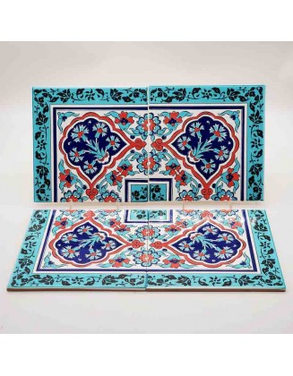 Iznik Ceramic Tiles- Set Of 4 – Square Panel with Border