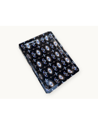 Tin Rolling Tray — Black Floral Eyes