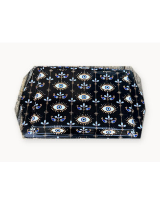 Tin Rolling Tray — Black Floral Eyes