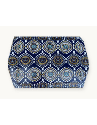 Tin Rolling Tray — Navy Medallion Eyes