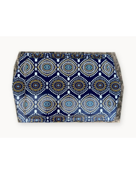 Tin Rolling Tray — Navy Medallion Eyes Tin Rolling Tray — Navy Medallion Eyes