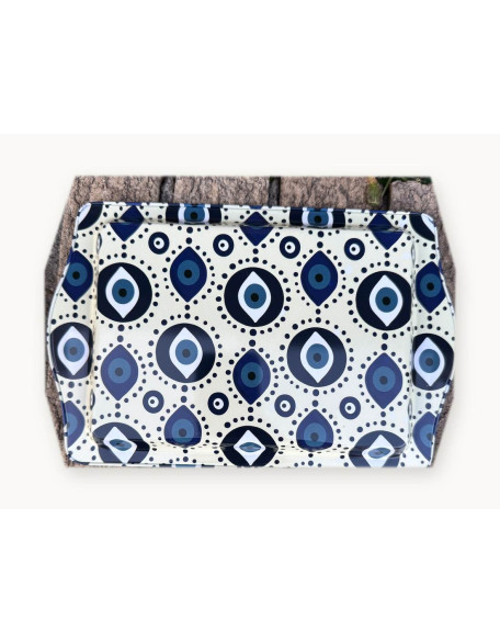Tin Rolling Tray — White Geometric Eyes Tin Rolling Tray — White Geometric Eyes