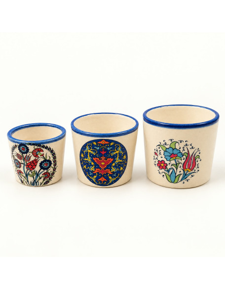 Hand-Painted Mini Ceramic Planter Set of 3