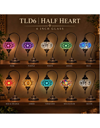 Half Heart  6" Glass Table Top Lamp