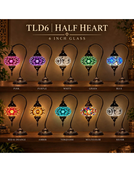 Half Heart  6" Glass Table Top Lamp
