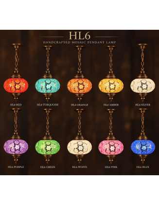  Single Mosaic Hanging Lamps 6 Inches Glass