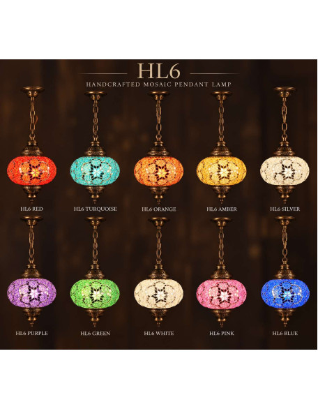 Single Mosaic Hanging Lamps 6 Inches Glass