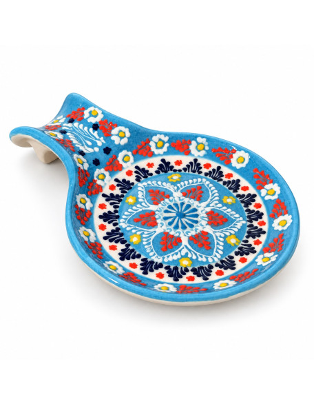 Lace Design Hand-Painted Spoon Holder — Light Blue