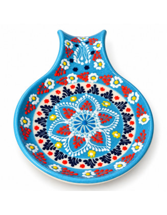 Lace Design Hand-Painted Spoon Holder — Light Blue